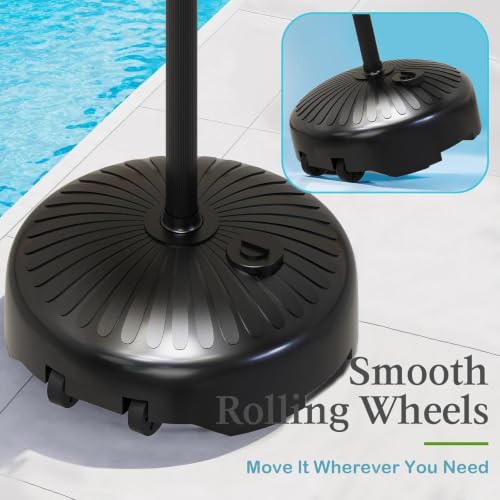 Outdoor Pool Towel Rack with Built-In Tray, Adjustable Bars & Wheels