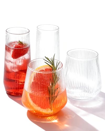 48-Pack Clear Disposable Plastic Cups & Champagne Flutes with Ripple Design