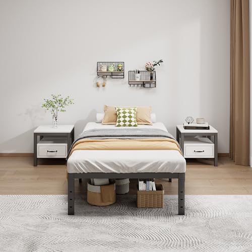 LUMUNANCE Twin Metal Bed Frame 14 Inch Platform Bed with Underbed Storage - No Box Spring Needed