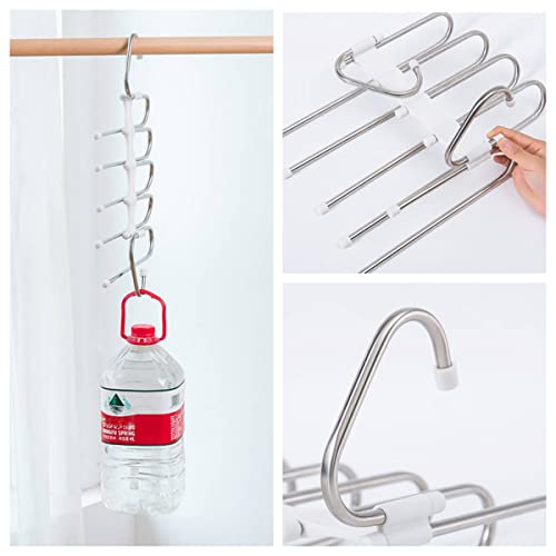 4 Pack Space Saving Stainless Steel Pants Hangers - Anti-Slip Closet Organizer for Jeans Trousers Skirts & Scarves