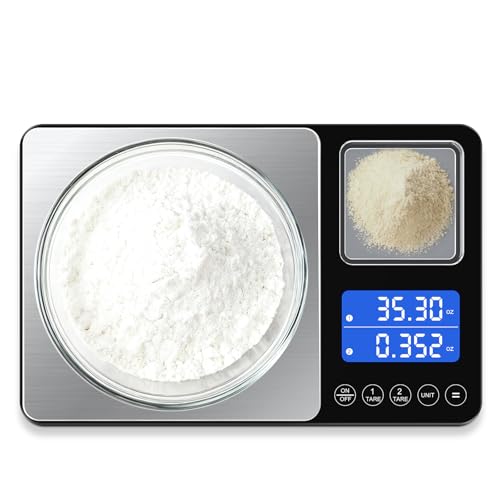 Dual Platform Digital Kitchen Scale 33 lb & 1.1 lb Food Weighing Machine