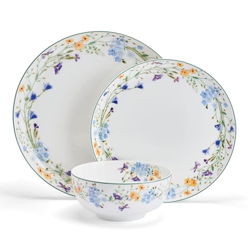 Mikasa Quinn Bone China 12-Piece Dinnerware Set for 4 - Lightweight & Chip-Resistant