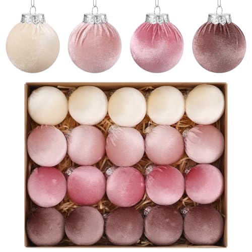 Vinsot 20 Pcs Velvet Christmas Ornaments Balls Bulk Flocked Tree
