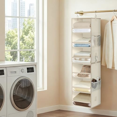 Storage Maniac Beige 6-Shelf Hanging Closet Organizer - Separable & Collapsible
