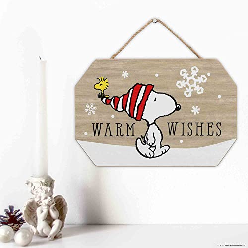Peanuts Snoopy and Woodstock Warm Wishes Winter Hanging Wood Wall