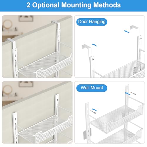 White Over the Door Pantry Organizer - 6-Tier Adjustable Basket Storage Rack