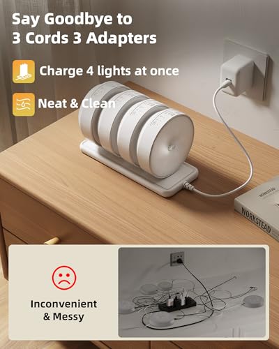 White 8-Pack Rechargeable Motion Sensor Closet Lights with Charging Station - Dimmable LED Night Lights
