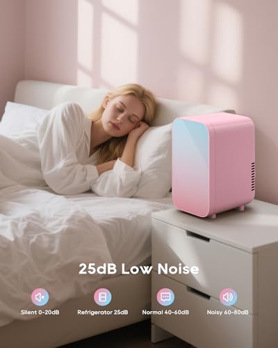 Pink Mini Fridge 6L for Skincare, Cosmetics & Drinks - Portable Cool & Warm