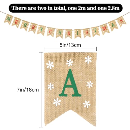 JijAcraft Pre-assembled Burlap Christmas Banner - Merry Christmas (Red & Green) Indoor Outdoor