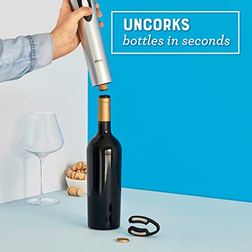 Cordless Electric Wine Bottle Opener with Foil Cutter - Silver