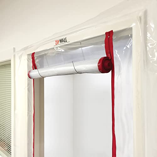 ZipWall ZipDoor ZDS Standard Dust Barrier Zipper Door Kit - 1 Pack, Red, Includes Double-Sided Tape