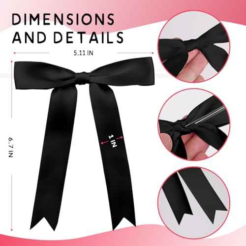 30pcs Ribbon Black Bows for Gift Wrapping 5"¡¿7¡±Gift Bow for Crafts, Twist Tie Bows,Black Bow Decor,Bows for Crafts,Dating,Wedding,Christmas,Birthday Bow Decor (1in Wide)