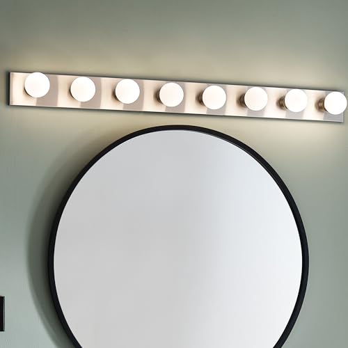 48in Brushed Nickel Bathroom Vanity Light - Modern 4-Light Fixture