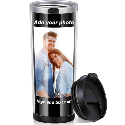 Lallisa 1 Pc Photo Travel Mug with Picture Customized Tumblers 12 oz Personalized Photo Stainless Steel Tumbler Insert Double Wall Mugs for Thanksgiving Wedding Christmas Birthday DIY Gifts