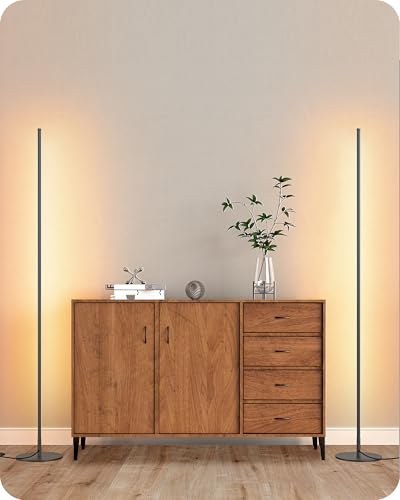 Black 2 Pack 57.5-Inch Dimmable Floor Lamp with Remote & 7 CCT Options