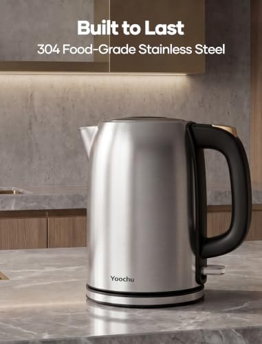 Yoochu 1.7L Stainless Steel Electric Kettle 1500W Fast Boil Auto Shut-Off BPA-Free