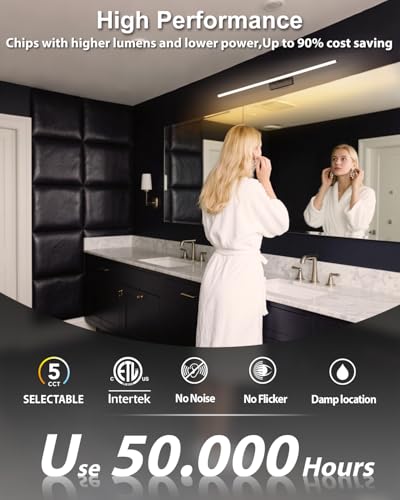 Zouzai 32 Inch Black Bathroom Vanity Light 2nd Gen with 5 Color Temp Options