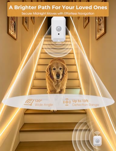 Smart LED Strip Light with Motion Sensors, APP Control, 19.6ft Warm White