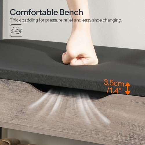 Hall Tree with Bench and Storage - Greige & Black Entryway Organizer