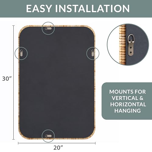 Barnyard Designs Rattan Wall Mirror Natural Tan (20" x 30",