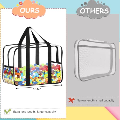 XXL Toy Storage Bags with Labels - Reusable Clear Organizer, Black