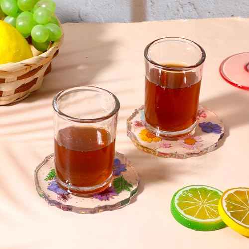 Flower Coasters Set of 2, Non-Slip Resin Cup Mat, Reusable Coasters for Tabletop Protection for Desk for Home Office Bar