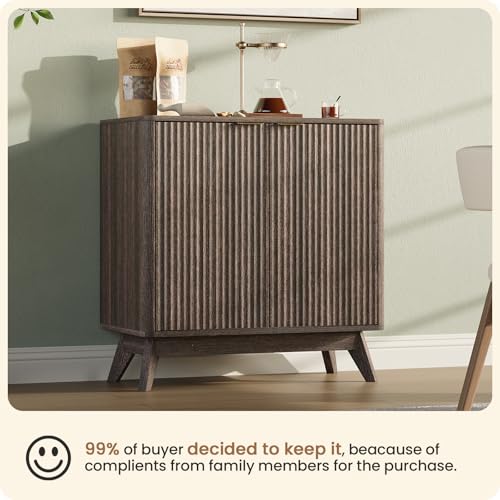 Modern Walnut Fluted Sideboard Buffet Cabinet - 29 Inch Variation
