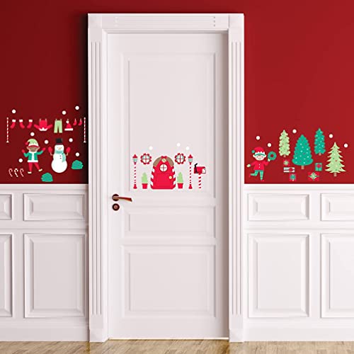 Paper Riot Co. Build Your Own Elf House Christmas Holiday Wall Stickers Removable Adhesive for Classroom Kids Room Nursery Bedroom Home Decor Decals