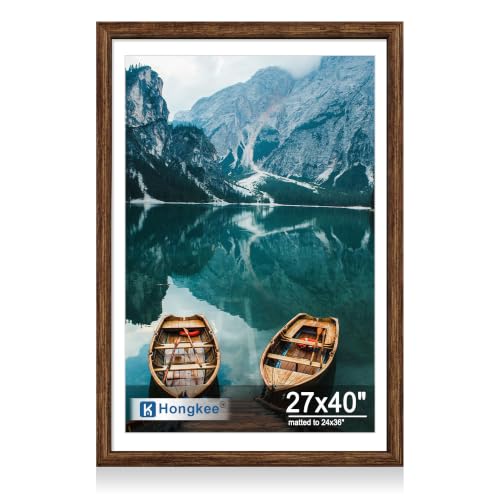 Hongkee Rustic Brown 27x40 Inch Poster Frame Wall Mount - Wooden Style