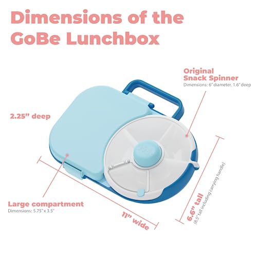 GoBe Kids Lunchbox with Snack Spinner & Mint Green Hand Strap - 2-in-1 Bento Container