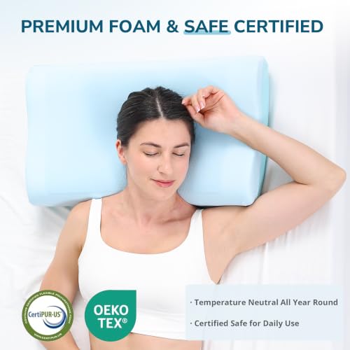 EGOHOME Cooling Gel Memory Foam Pillow, Contour Neck Support,