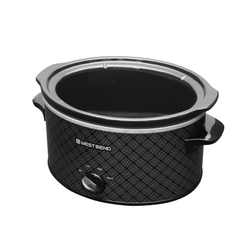 West Bend 4-Quart Manual Slow Cooker Black - Ceramic Crockpot & Glass Lid