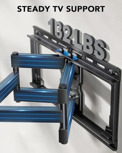 Full Motion TV Wall Mount for 42-85 Inch Televisions - Fits 12, 16 Inch Studs, Max 132 lbs, Swivel & Tilt, Articulating Arms