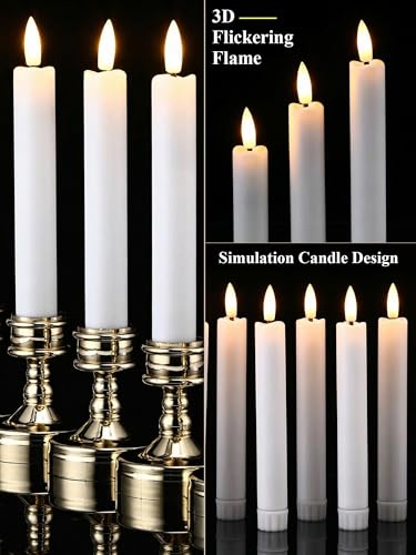Funtery Classic Style 6.5-inch Flameless LED Taper Candles with Remote - White, 48 pcs