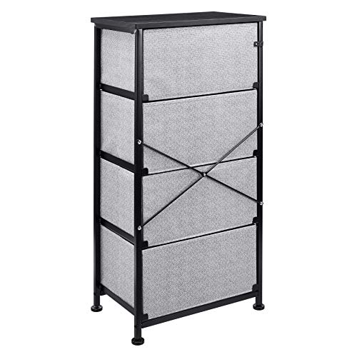 Black Fabric 4-Drawer Storage Organizer for Closet and Bedroom