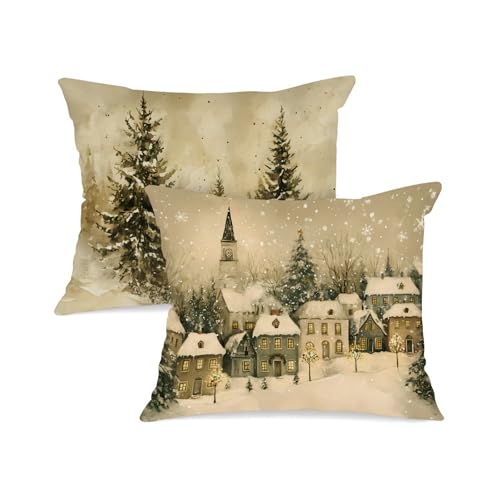 Lanpn Christmas Standard Pillowcase 20x26 Set of 2, House Forest