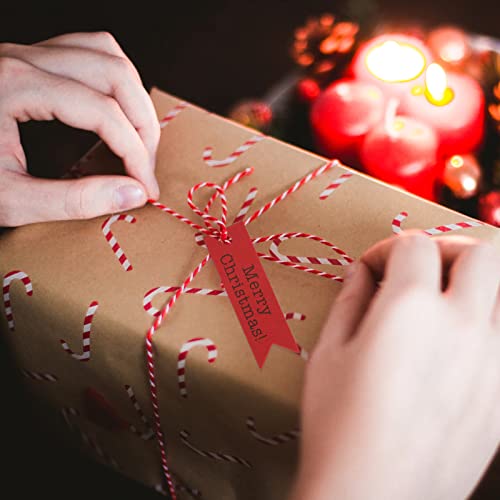 JijAcraft Merry Christmas Red Gift Tags - 100 Pcs Holiday Labels with String