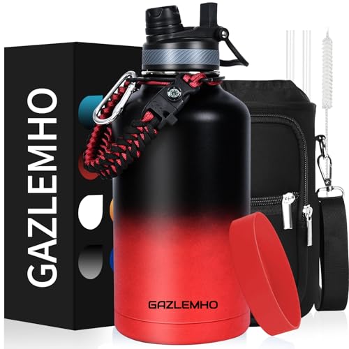 GAZLEMHO 64oz Insulated Water Bottle with Straw & Chug Lid - Ice Coke Variation