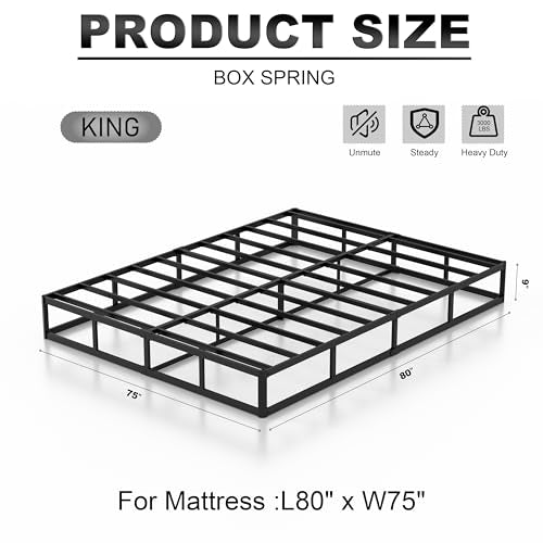 9 Inch King Box Spring Heavy Duty Metal Bed Base with Fabric Cover - Variation of 9a Inch / King