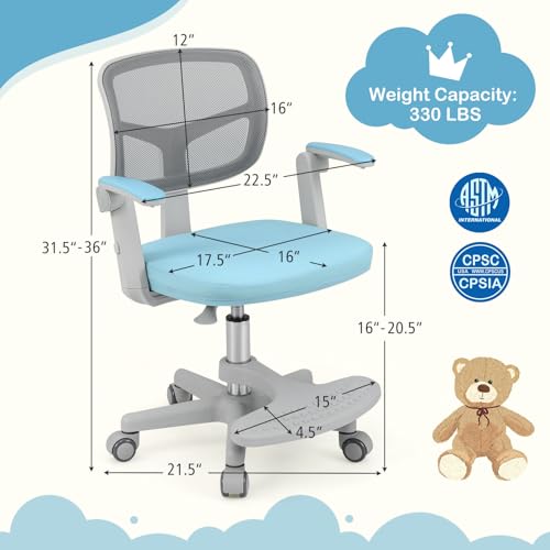 HONEY JOY Kids Study Desk Chair Blue Adjustable Swivel Mesh Student Chair