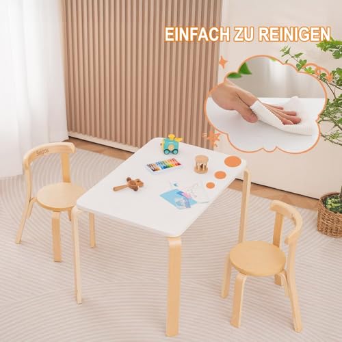 Swegrow Kids Table & 2 Chairs Set - Wooden Playroom Furniture, Rectangular 3 Pack