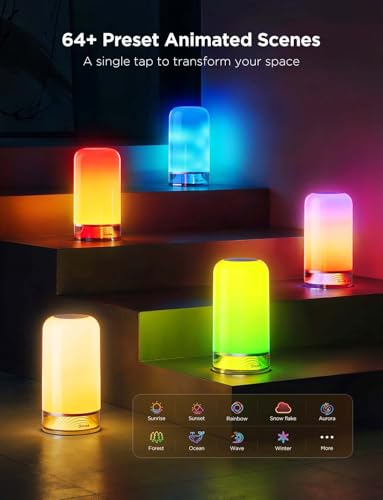 Govee RGBIC Smart Bedside Table Lamp - Small Touch Night Light, Multicolor & Voice Control