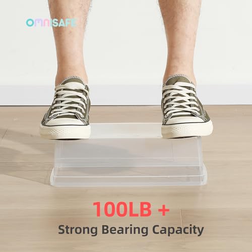 12 Pack BPA-Free Stackable Clear Shoe Storage Bins with Latching Lids, 6 Quart
