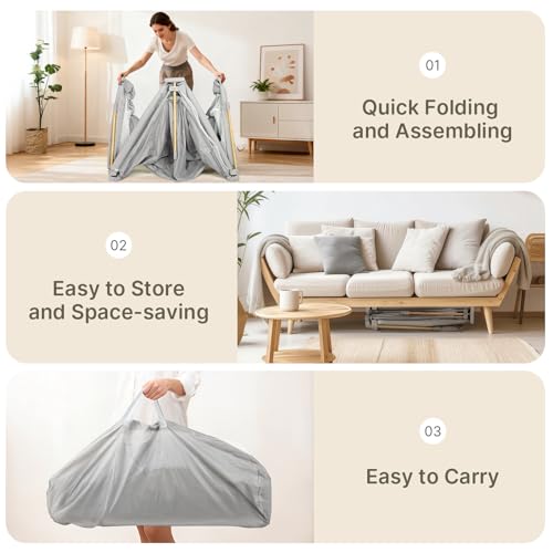 50x50 Foldable Baby Playpen with Mat, Portable Toddler Play Yard for Indoor & Outdoor