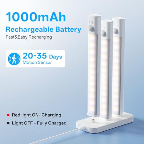 Under Cabinet Lighting with Charging Station - 6 Pack, Battery Operated, Motion Sensor, Dimmable & Adjustable Color