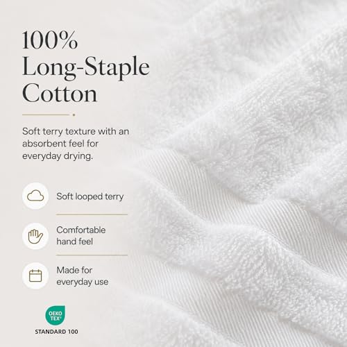 White Organic Cotton Bath Towels 4 Pack, 30x60 Inches - Velqora