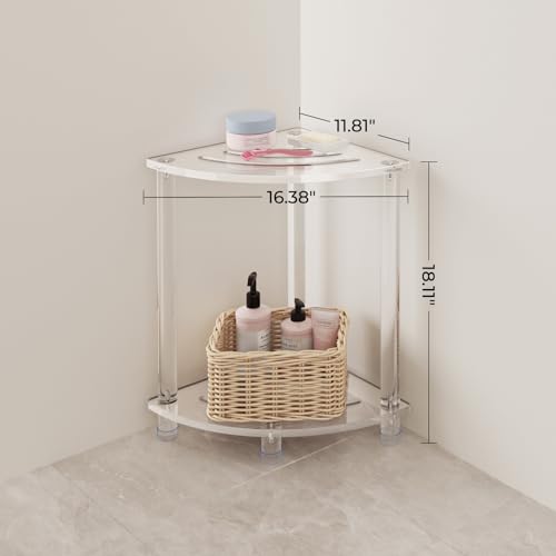 Acrylic Corner Shower Stool - Clear Small Shower Bench for Shaving & Seating, 11.81"D x 11.81"W x 18.11"H, Waterproof & Heavy Duty Variation of THIS listing