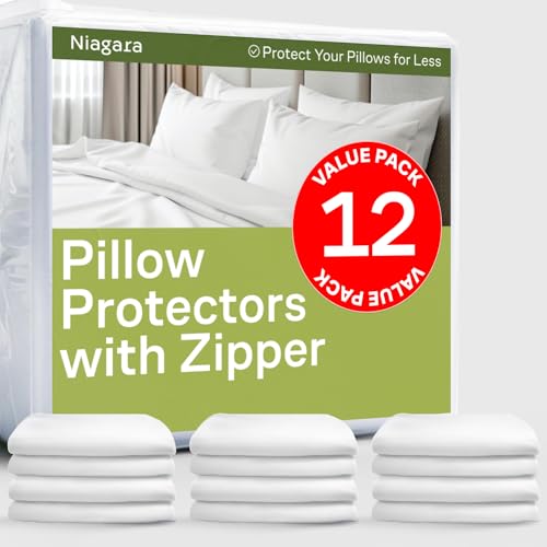 Niagara Sleep Solution White Zippered Pillow Protectors Set of 12 - Standard
