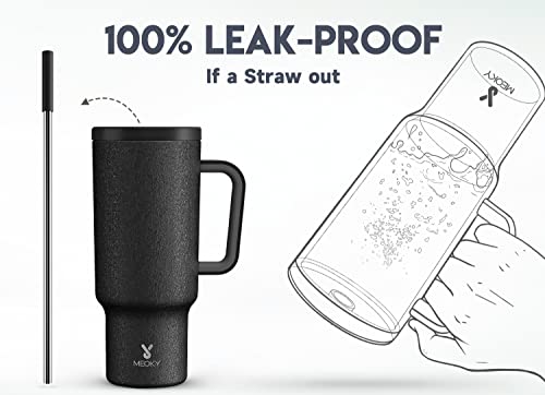 Meoky Night 40oz Insulated Stainless Steel Travel Tumbler with Handle, Leak-Proof Lid & Straw
