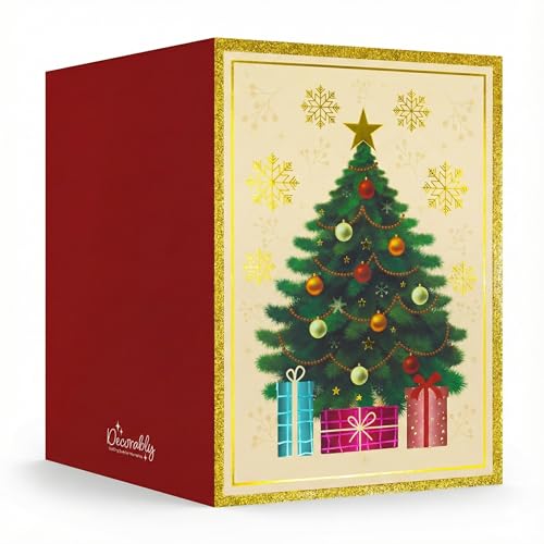 Decorably 16-Pack Gold Foil & Embossed Christmas Cards 5x7in with Envelopes